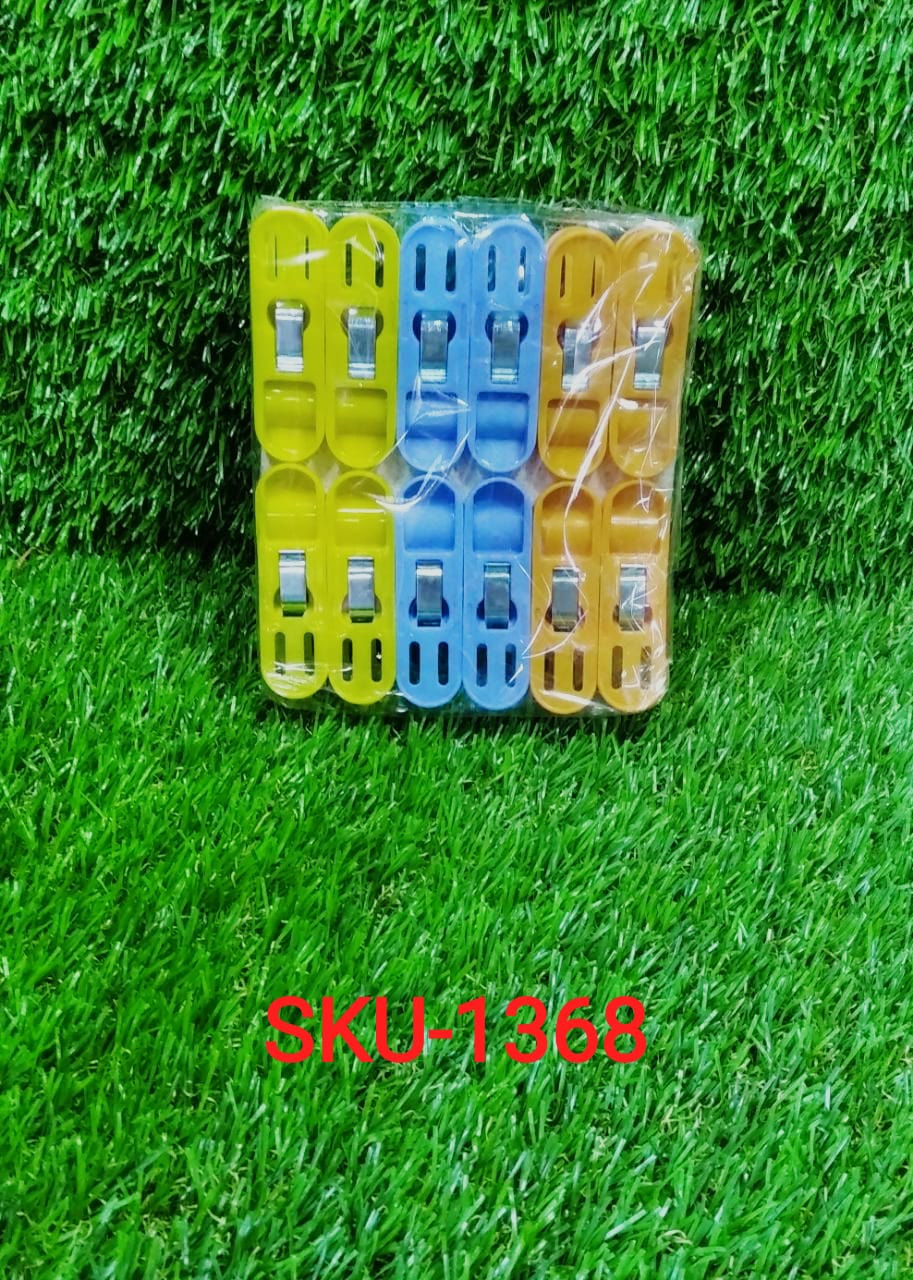 1368 Cloth Drying Non-Slip Light Plastic Clips  (Multicolour) (Pack of 12) DeoDap