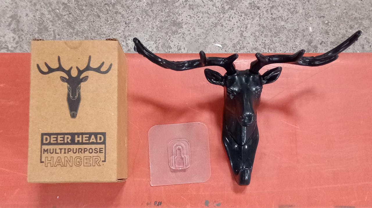 1743 Deer Head Self Adhesive Wall Door Hook Hanger