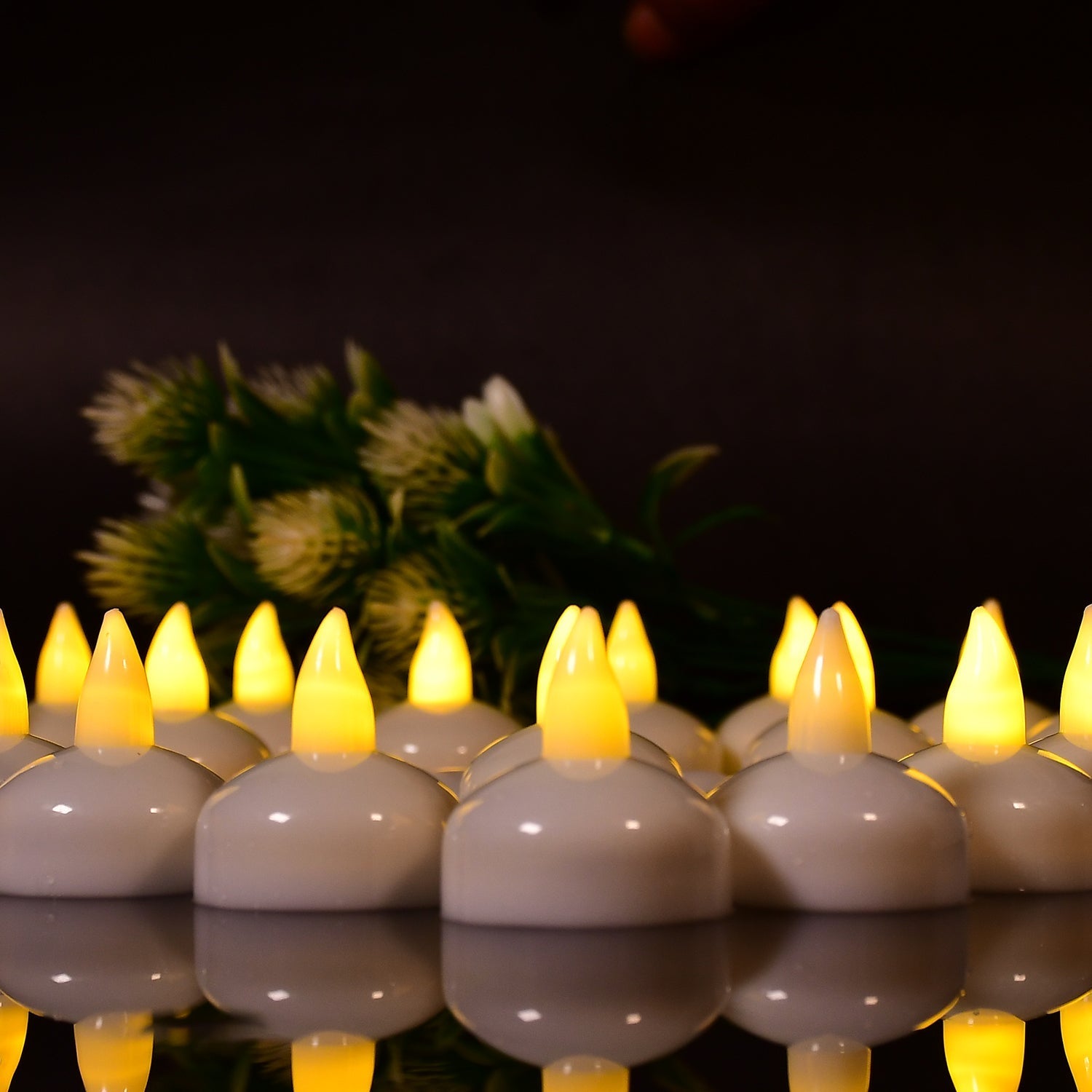 6439 Set of 12 Flameless Floating Candles Battery Operated Tea Lights Tealight Candle - Decorative, Wedding. DeoDap