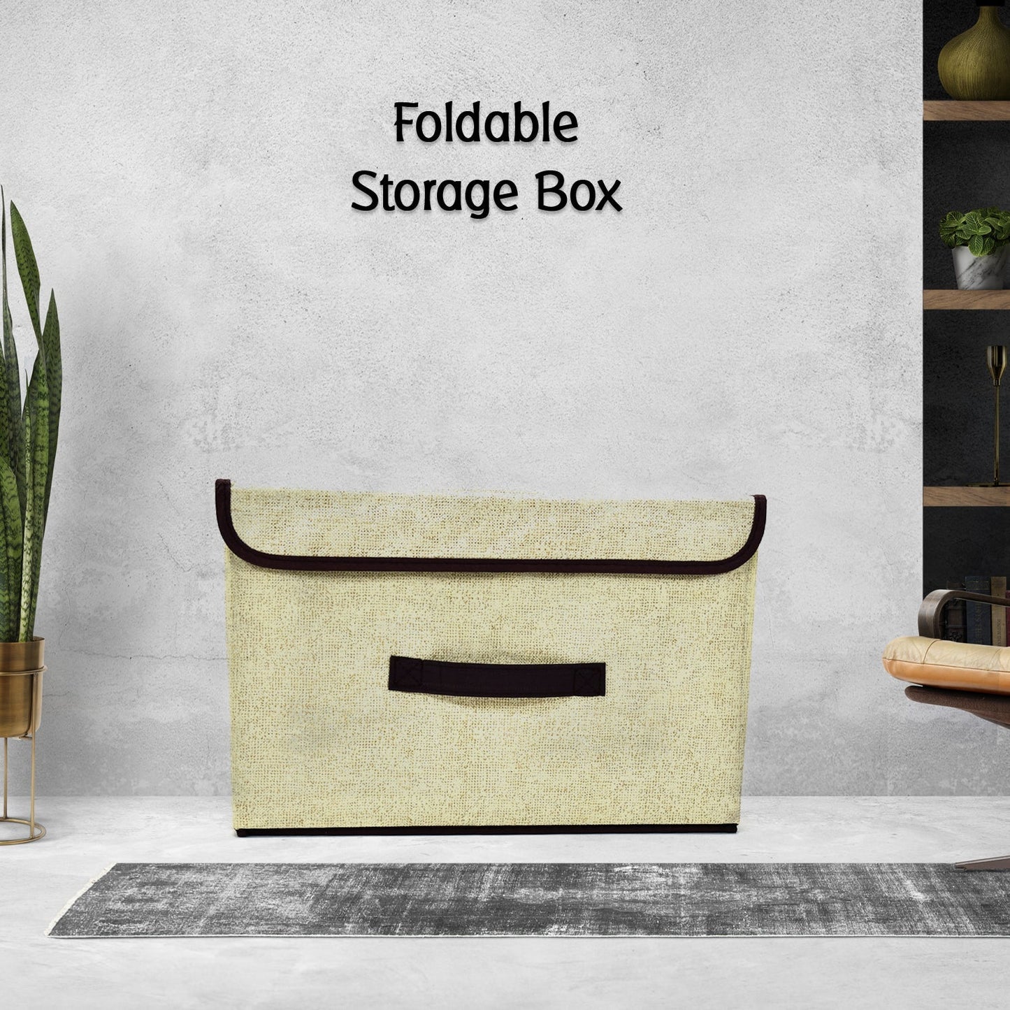 6470a Foldable Storage Box with Lid and Handles, Cotton and Linen Storage Bins and Baskets Organizer for Nursery, Closet, Bedroom, Home DeoDap