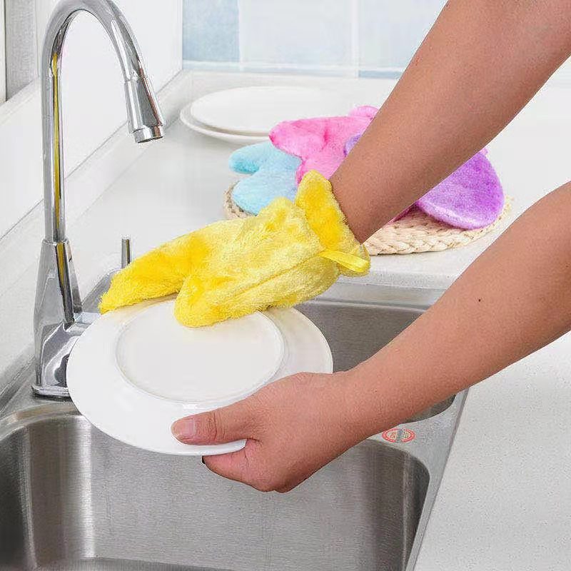 2372 Fiber Reusable Multipurpose Dishwashing Gloves Household Kitchen ( 1 pc ) DeoDap