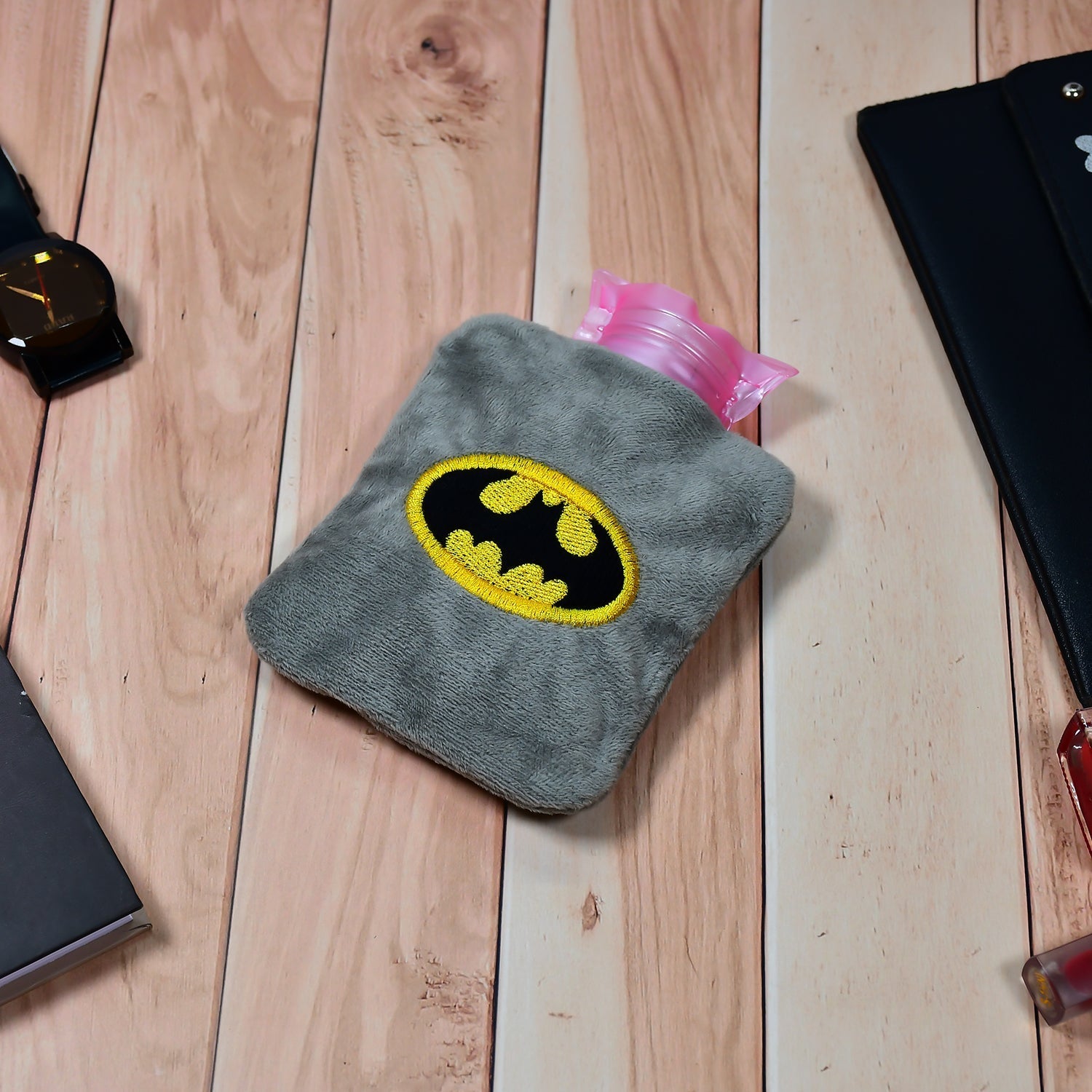 6505 Batman small Hot Water Bag with Cover for Pain Relief, Neck, Shoulder Pain and Hand, Feet Warmer, Menstrual Cramps. DeoDap