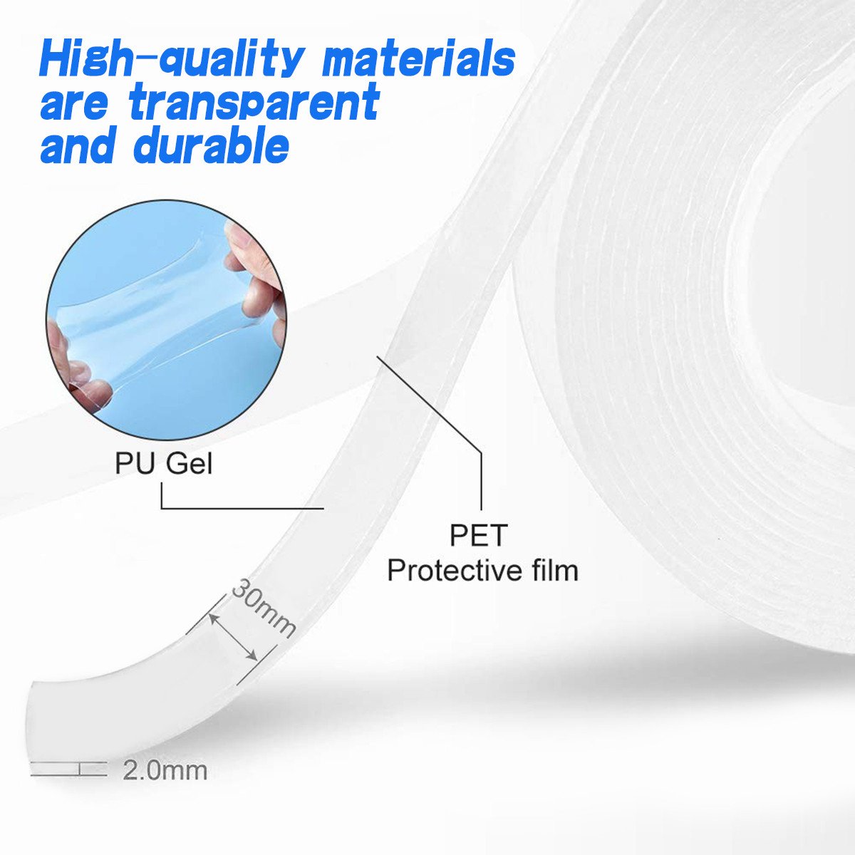 882 Double Sided Nano Adhesive Tape, 3 meter Washable Traceless Nano Gel Tape, Multipurpose DeoDap