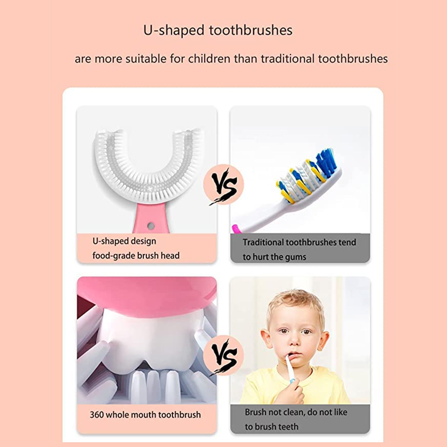 4001 U-Shaped Toothbrush for Kids, 2-6 Years Kids Baby Infant Toothbrush, Food Grade Ultra Soft Silicone Brush Head. DeoDap