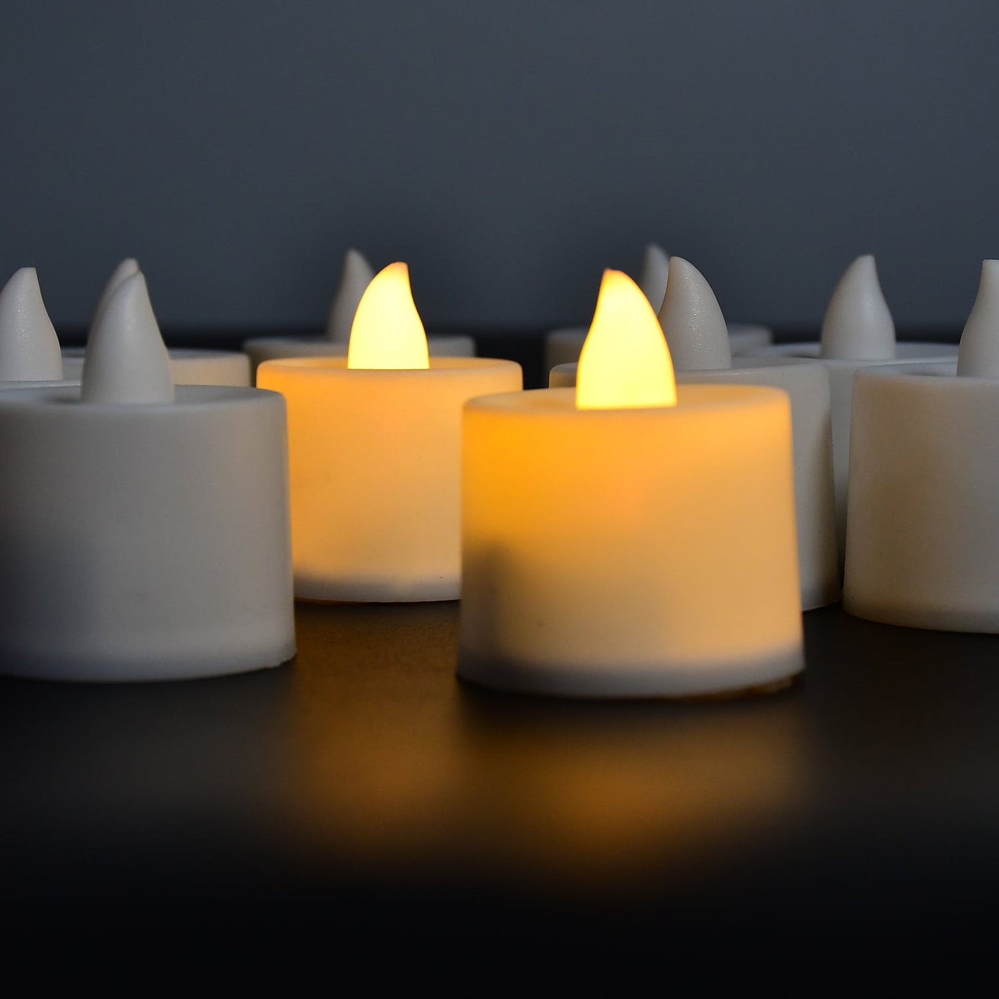 6283 Festival Decorative - LED Yellow Tealight Candles (White, 10 Pcs) With Container DeoDap