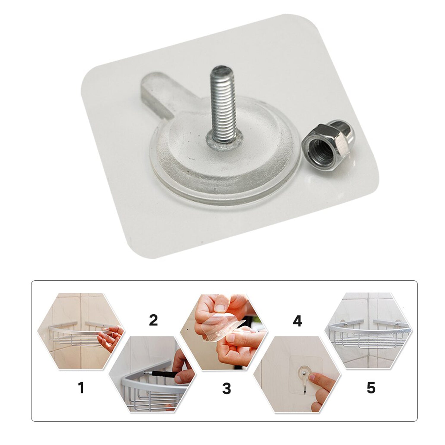 9017 Adhesive Screw Wall Hook used in all kinds of places including household and offices for hanging and holding stuffs etc. DeoDap