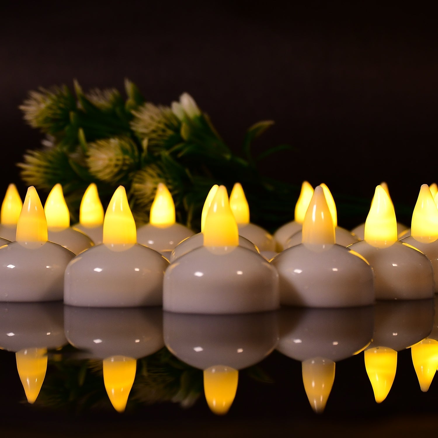 6432 Set of 24 Flameless Floating Candles Battery Operated Tea Lights Tealight Candle - Decorative, Wedding. DeoDap