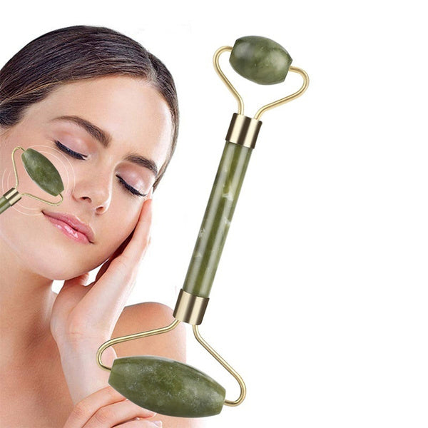 1387 Smooth Facial Roller & Massager Natural Massage Jade Stone DeoDap