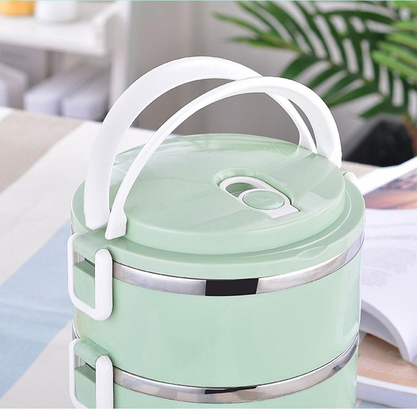 2873 Multi Layer Stainless Steel Hot Lunch Box (2 Layer) DeoDap