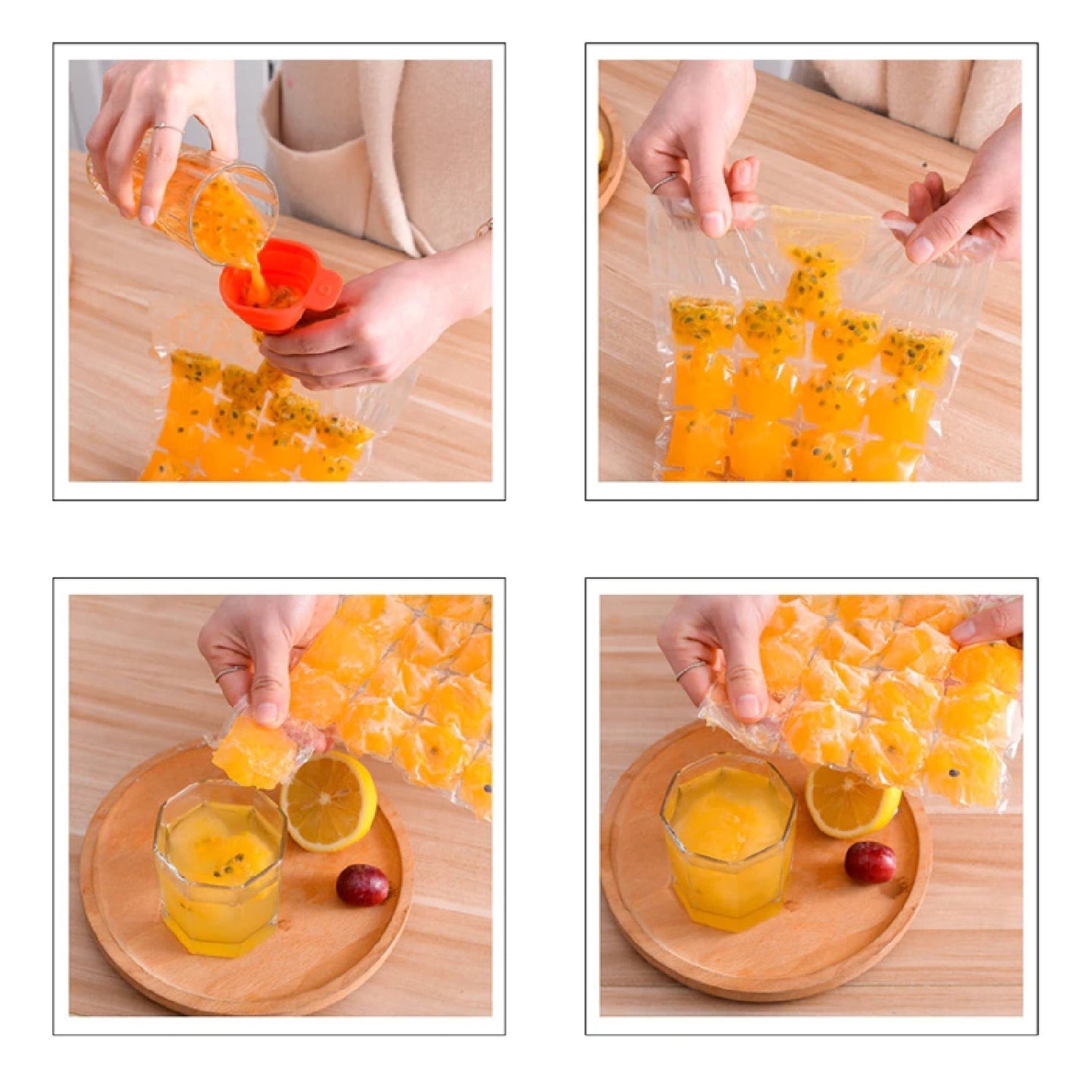 2905 Disposable Ice Cube Bags, Stackable Easy Release Ice Cube Mold Trays Self-Seal Freezing Maker,Cold Ice Pack Cooler Bag for Cocktail Food Wine DeoDap