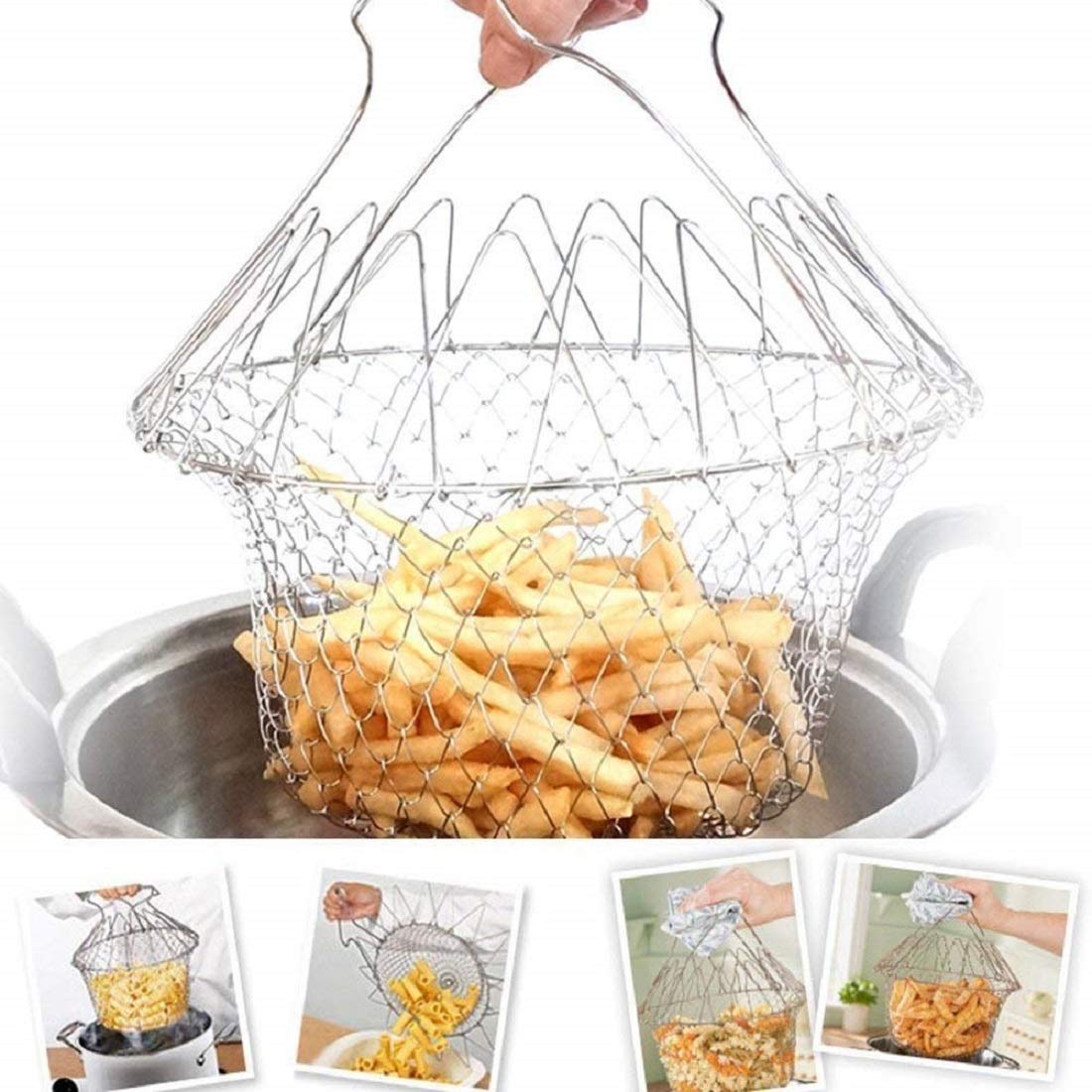 139 Foldable Strainer Chef Basket DeoDap