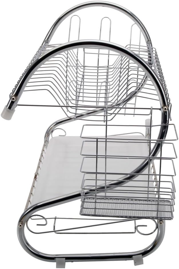 7793 STAINLESS STEEL RECTANGLE DISH DRAINER RACK / BASKET WITH DRIP TRAY
