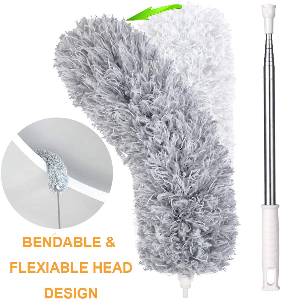 1279 Microfiber Dusters for Cleaning, Telescoping Feather Duster with 100 inches Extendable Handle Pole, Dusting Cleaning Tools for Cleaning High Ceiling, Ceiling Fan, Blinds, Cobwebs, Furniture, Cars