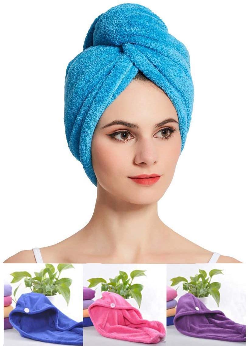 1408 Quick Turban Hair-Drying Absorbent Microfiber Towel/Dry Shower Caps DeoDap