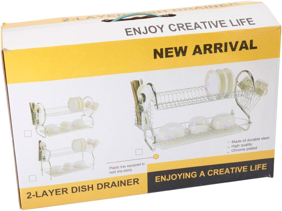 7793 STAINLESS STEEL RECTANGLE DISH DRAINER RACK / BASKET WITH DRIP TRAY