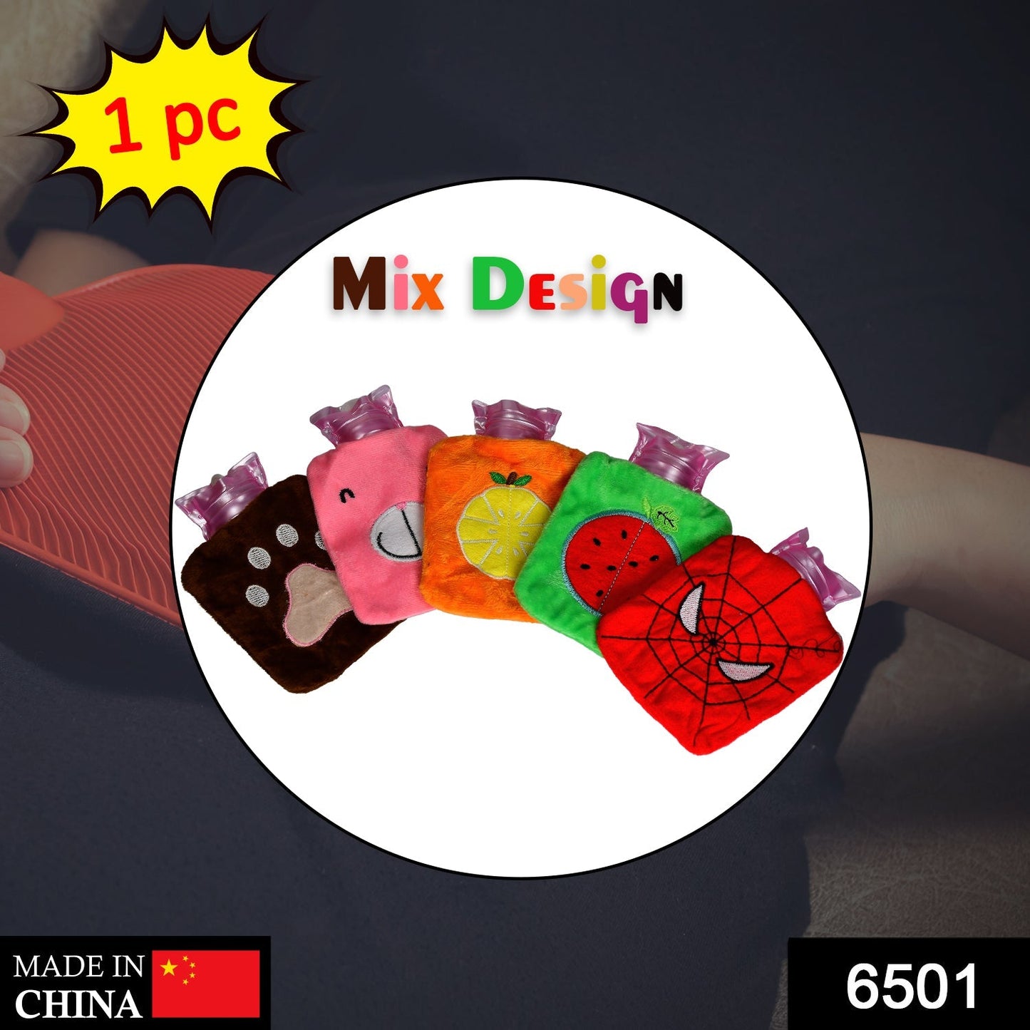 6501 Mini 1pc Mix design hot water bag for pain relief. DeoDap