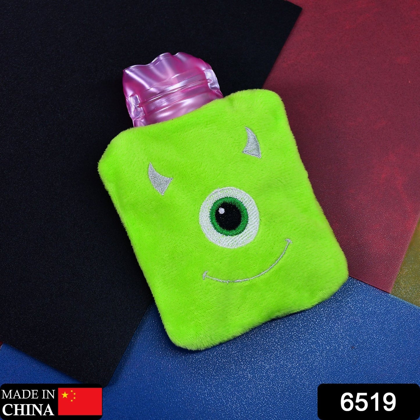 6519 Green one eye monster print small Hot Water Bag with Cover for Pain Relief, Neck, Shoulder Pain and Hand, Feet Warmer, Menstrual Cramps. DeoDap