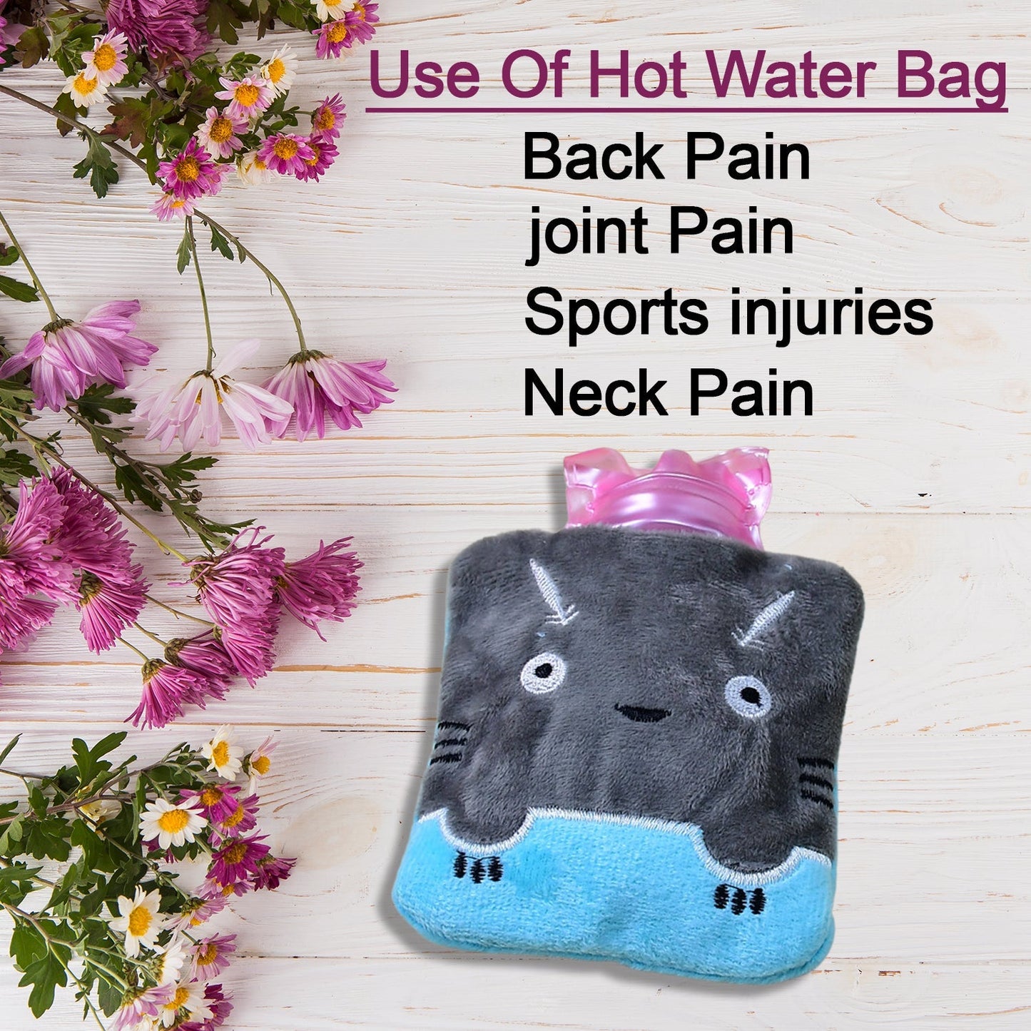 6528 Grey Cat Print small Hot Water Bag with Cover for Pain Relief, Neck, Shoulder Pain and Hand, Feet Warmer, Menstrual Cramps. DeoDap