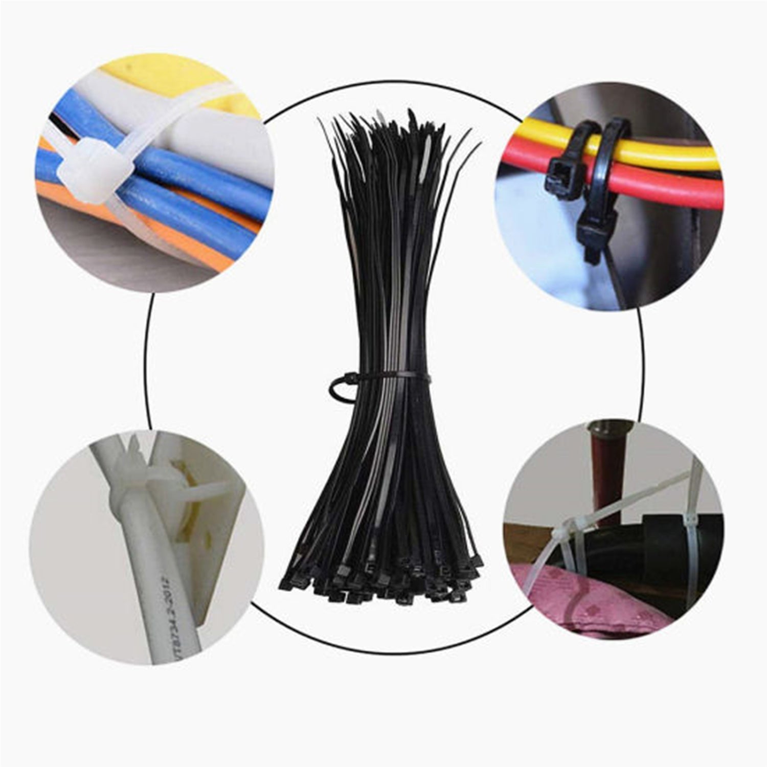 3140 8Inch Nylon Self Locking Cable Ties, Heavy Duty Strong Zip Wire Tie. Pack of 100 - Black. DeoDap