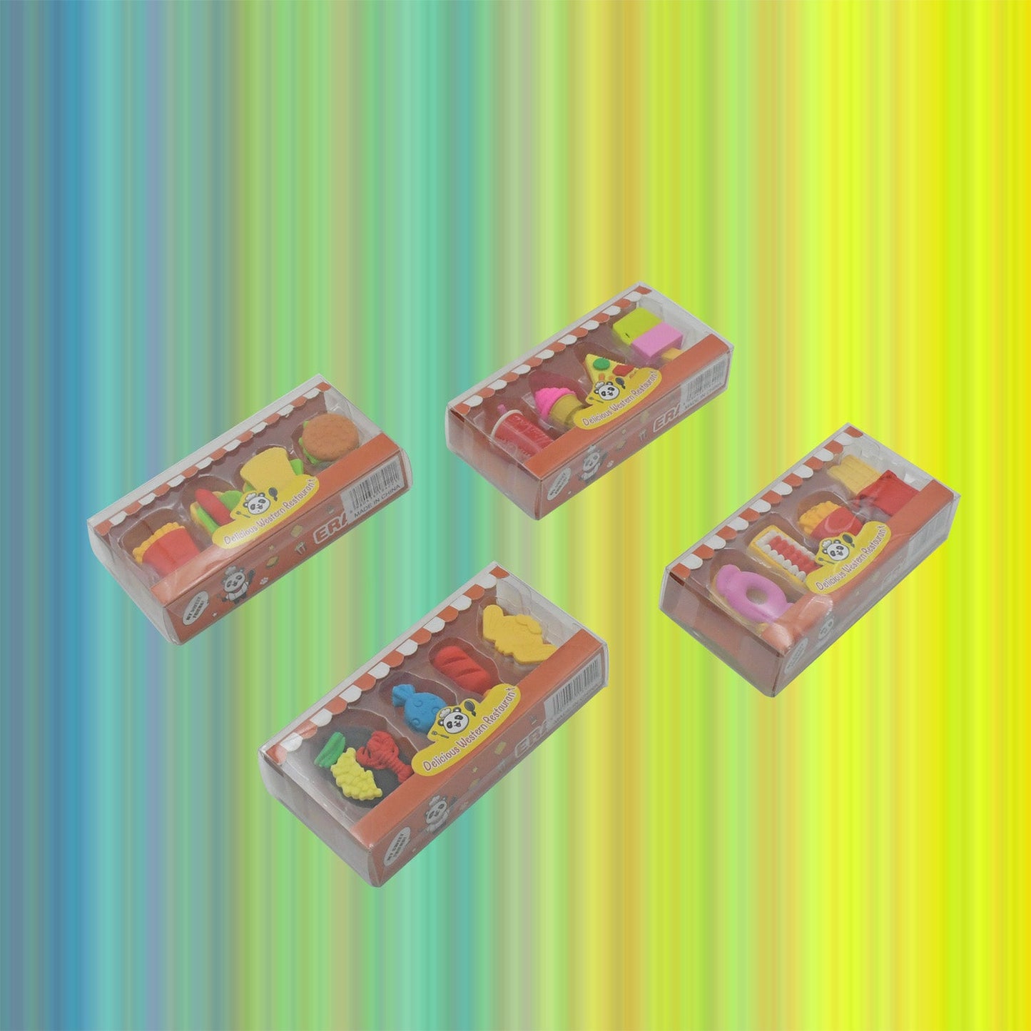 4322 Multicoloured Eraser/ Coke Eraser/French Fries Eraser/Burger Eraser/Icecream Eraser for Kids/Eraser for School sturdent & Best for Birthday Return Gift/Party Gift (Mix Design 1 Set)