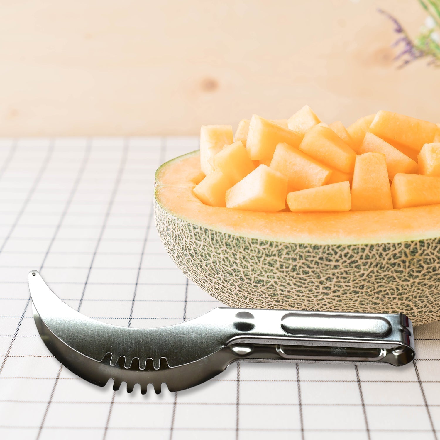 2981 Watermelon Cantaloupe Slicer Stainless Steel Knife Corer Fruit Vegetable - Tools Kitchen Gadgets Melon Slicer Cutter Melon Fruit DeoDap
