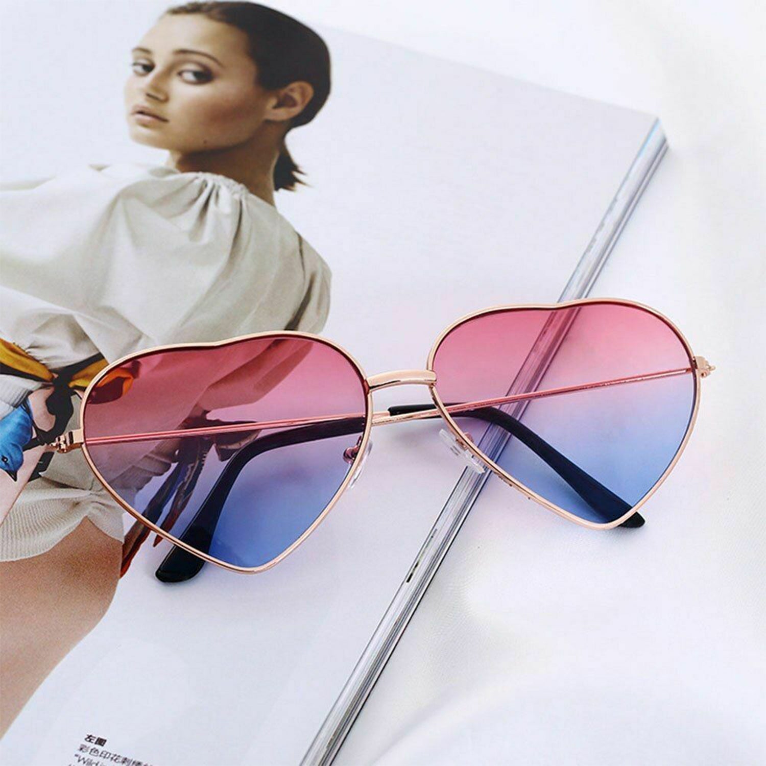 4952 Multi color Heart Shaped Metal Reflective Mirror Lens Women's Sunglasses DeoDap