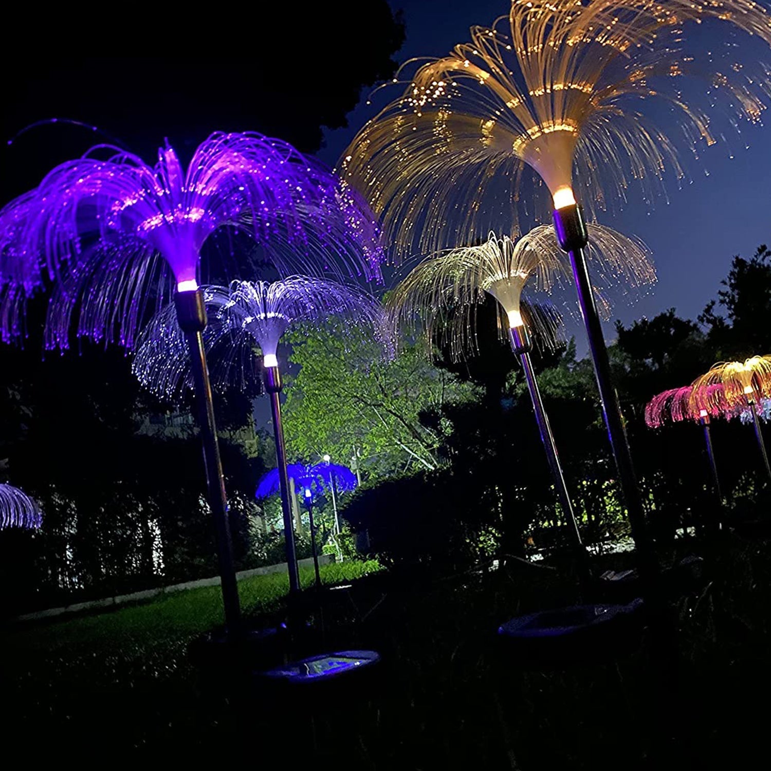 6616 2pcs Garden Solar Outdoor Lights Decorative , 7 Colors Changing RGB Light Waterproof Flower Jellyfish Firework Decor for Garden Patio Landscape Pathway Yard Holiday Decor DeoDap