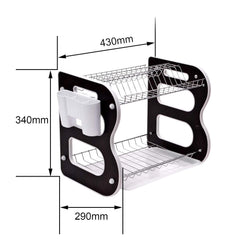 7792 DISH DRAINER TWO LAYER DISH DRYING RACK WITH DRAIN BOARD