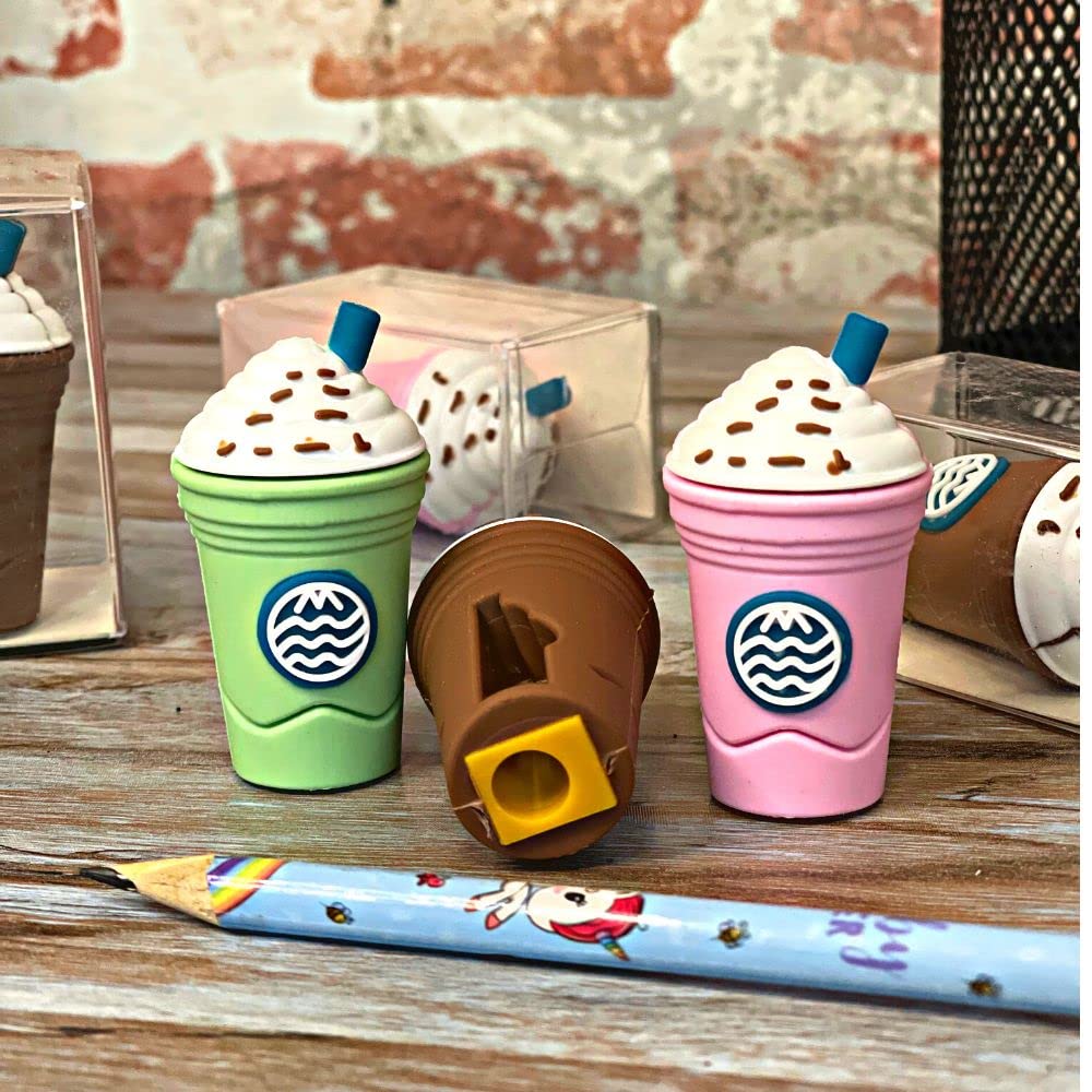 2In1 3D Cute Coffee Or Ice cream Shape sharpner Like Rotary Manual Pencil Sharpener for Kids  Ice Cream Style Office School Supplies, Back to School Gift for Students,Kids Educational Stationary kit, B'Day Return Gift  (24 Pcs Set)