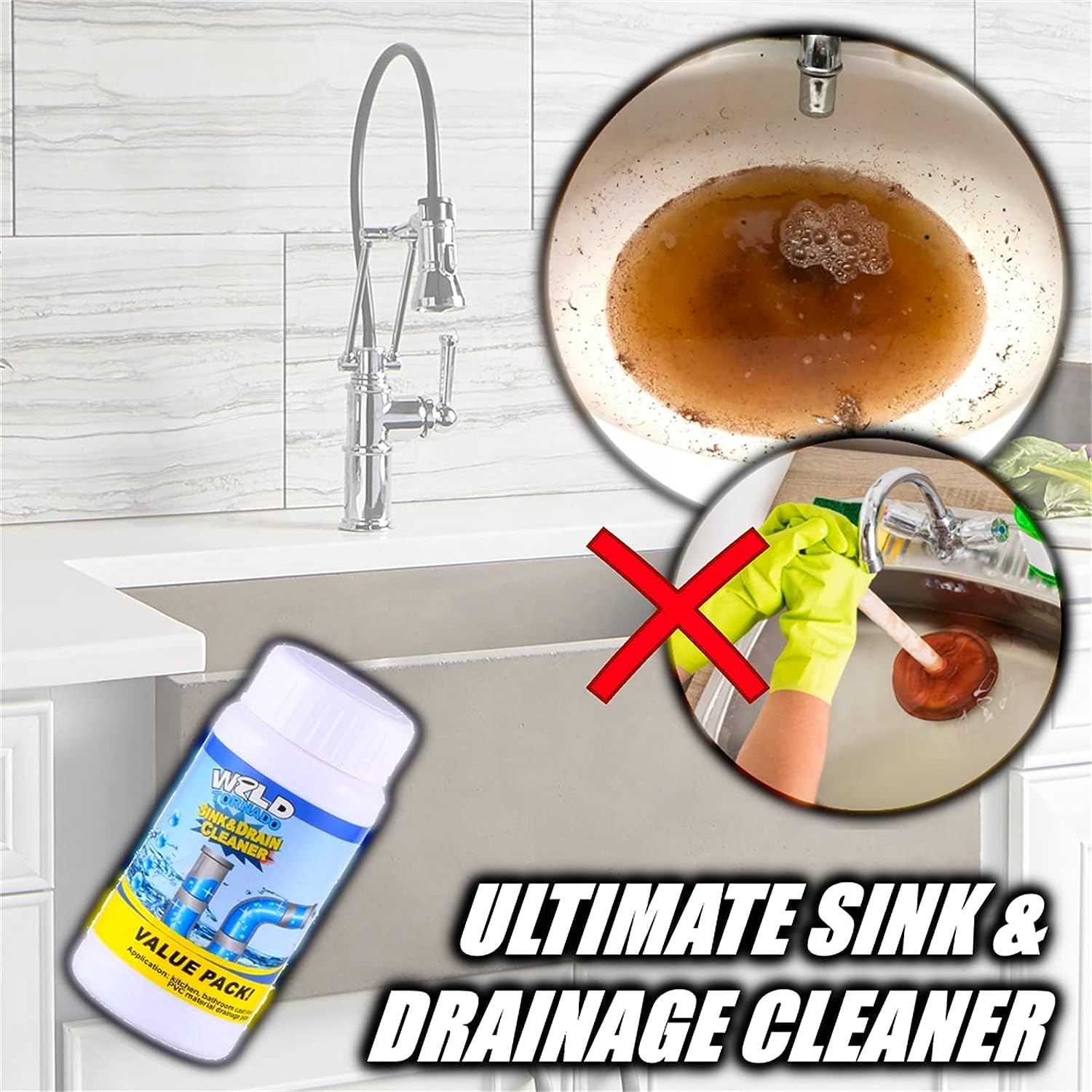 7934 Powerful Sink and Drain Cleaner, Portable Powder Cleaning Tool Super Clog Remover Chemical Powder Agent for Kitchen Toilet Pipe Dredging (110 Gm)