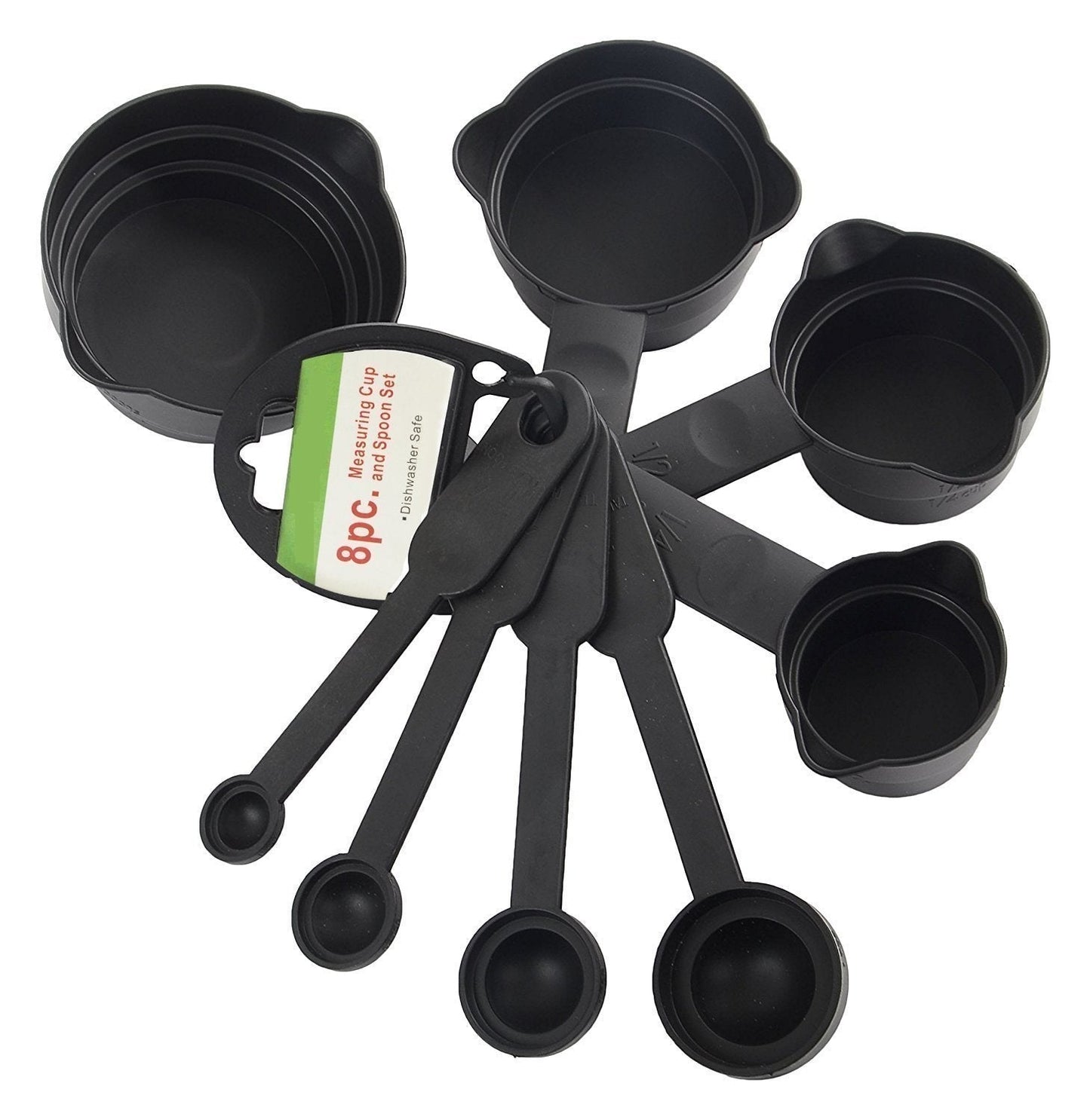 106 Plastic Measuring Cups and Spoons (8 Pcs, Black) Your Brand