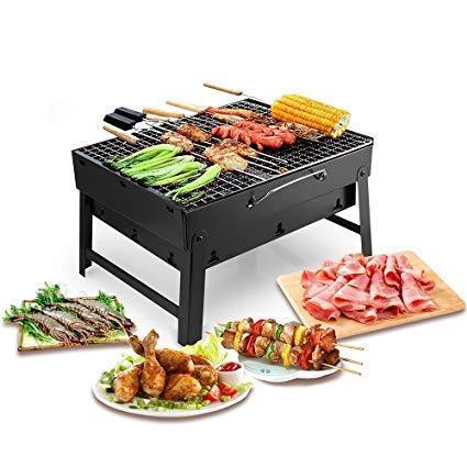 126 Folding Barbeque Charcoal Grill Oven (Black, Carbon Steel) DeoDap