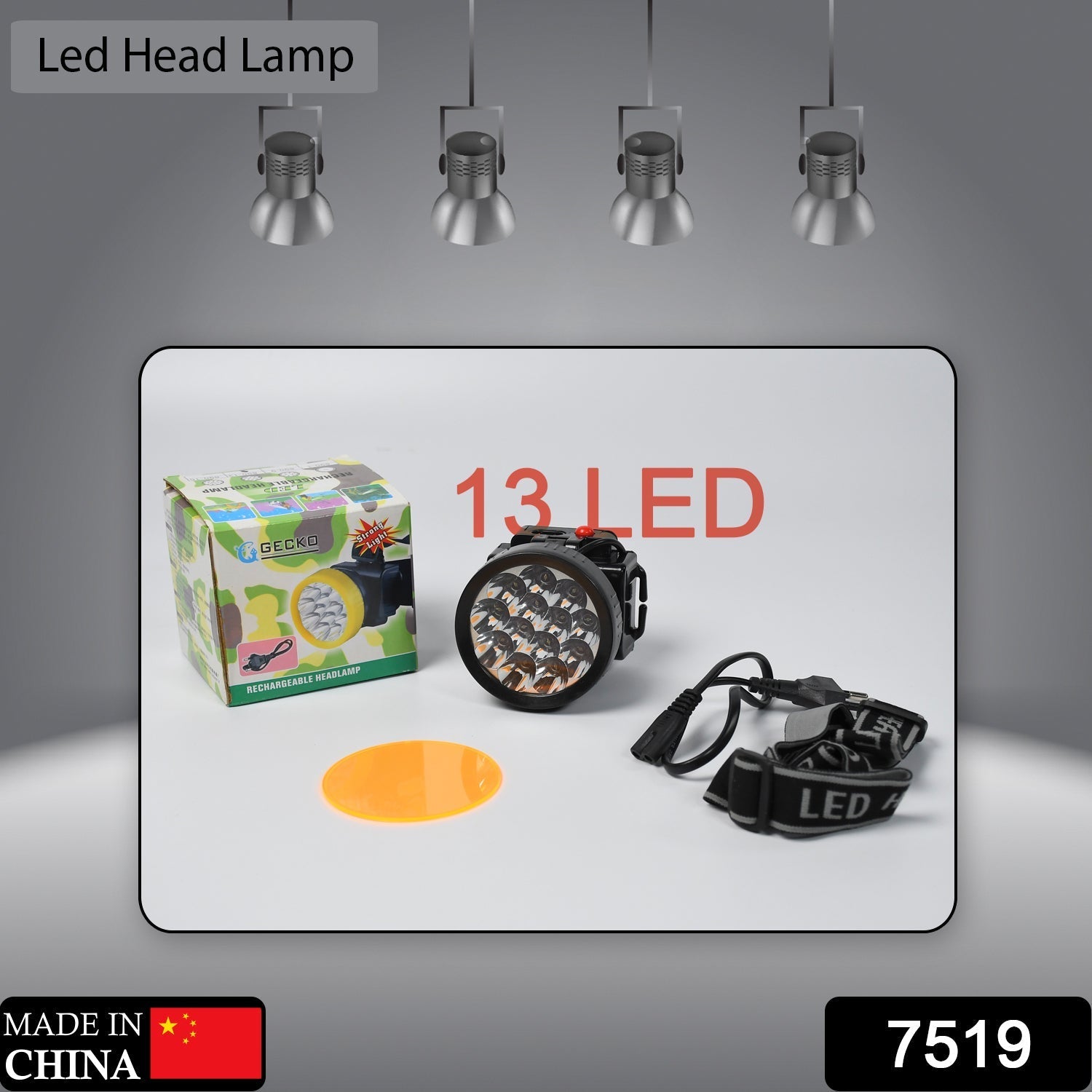 7519 HEAD LAMP 13 LED LONG RANGE RECHARGEABLE HEADLAMP ADJUSTMENT LAMP USE FOR FARMERS, FISHING, CAMPING, HIKING, TREKKING, CYCLING DeoDap