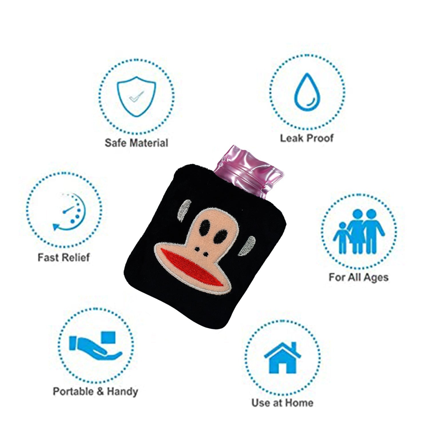 6522 Black Monkey small Hot Water Bag with Cover for Pain Relief, Neck, Shoulder Pain and Hand, Feet Warmer, Menstrual Cramps. DeoDap