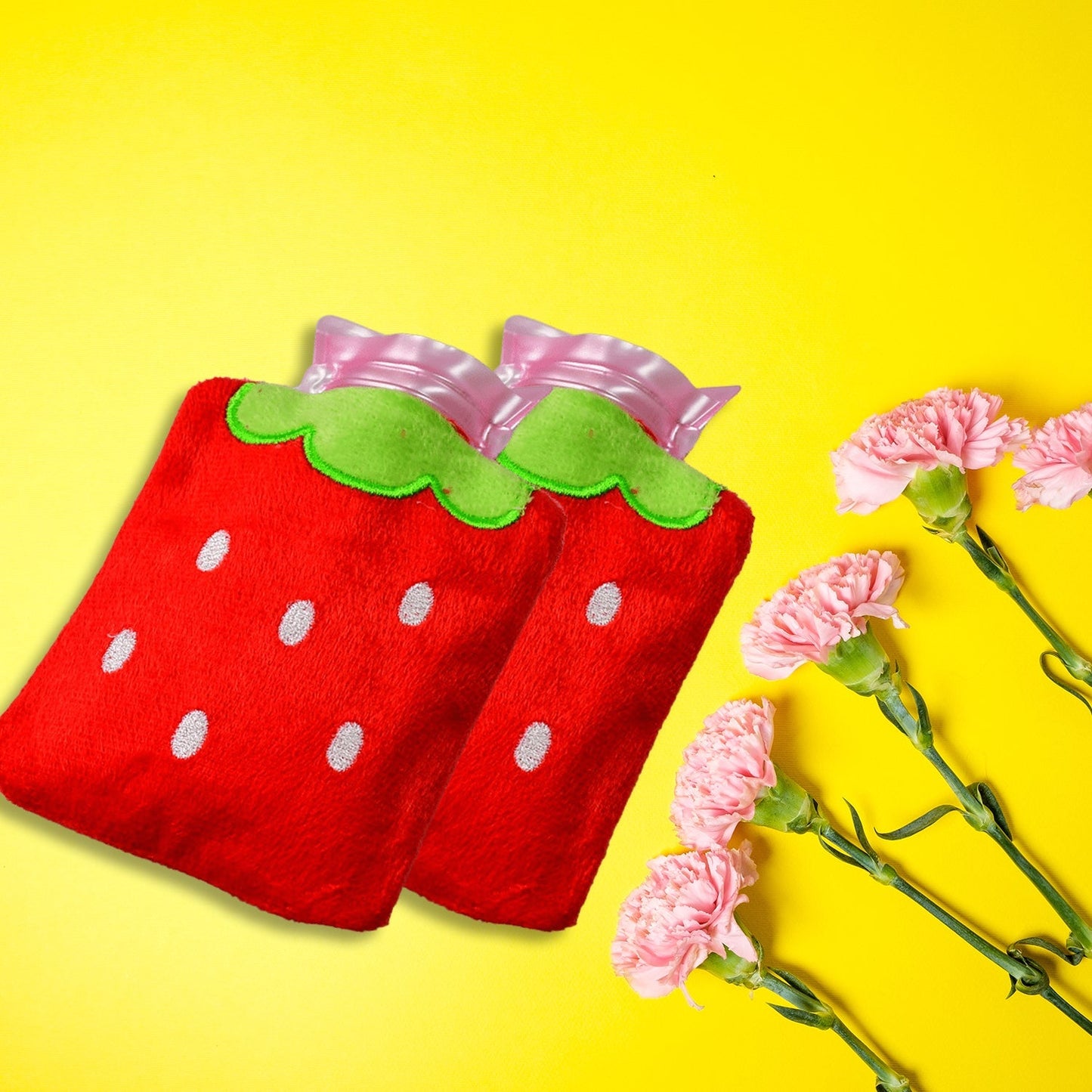 6516 Strawberry small Hot Water Bag with Cover for Pain Relief, Neck, Shoulder Pain and Hand, Feet Warmer, Menstrual Cramps. DeoDap