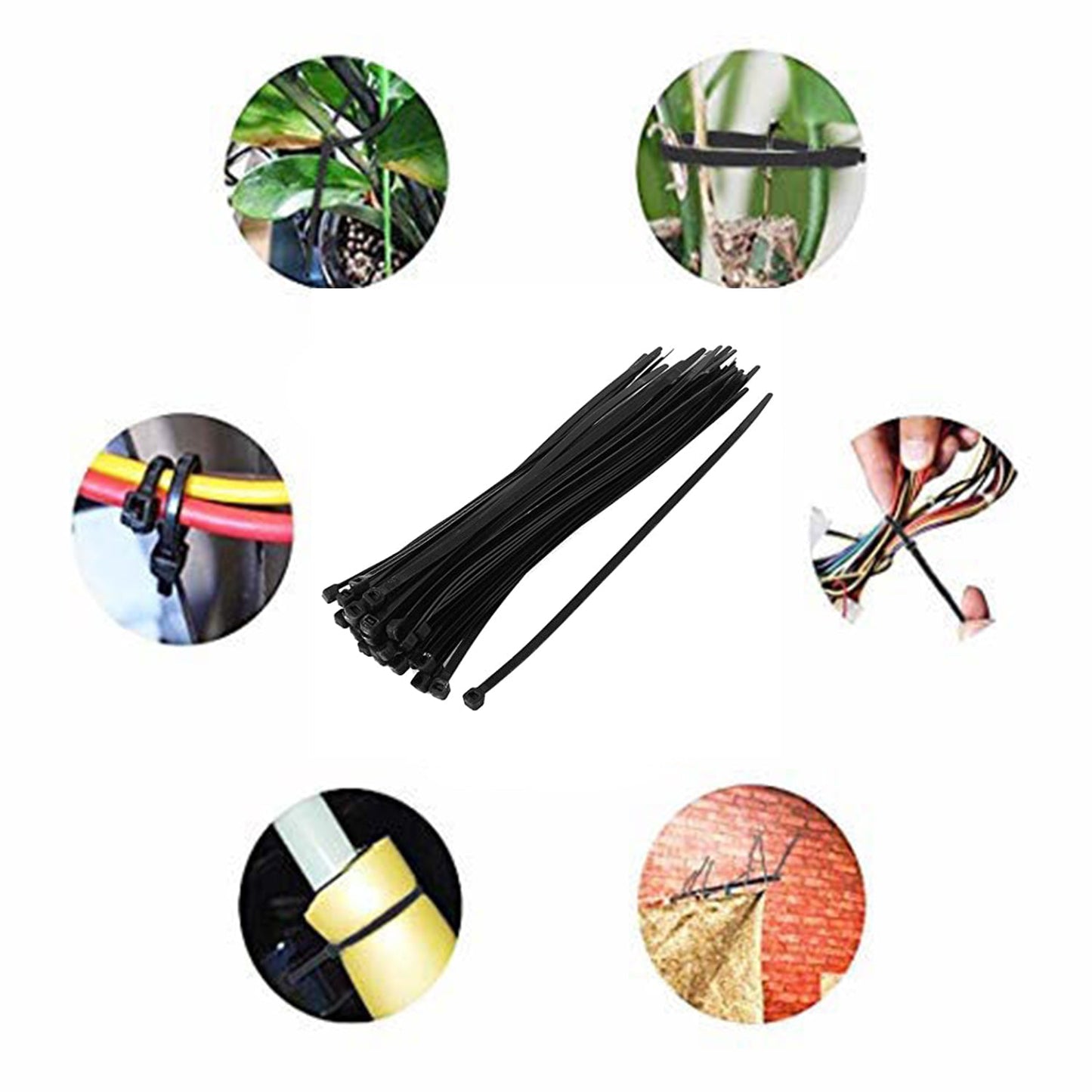 3138 4Inch Nylon Self Locking Cable Ties, Heavy Duty Strong Zip Wire Tie. Pack of 100pc - Black Amd-Deodap