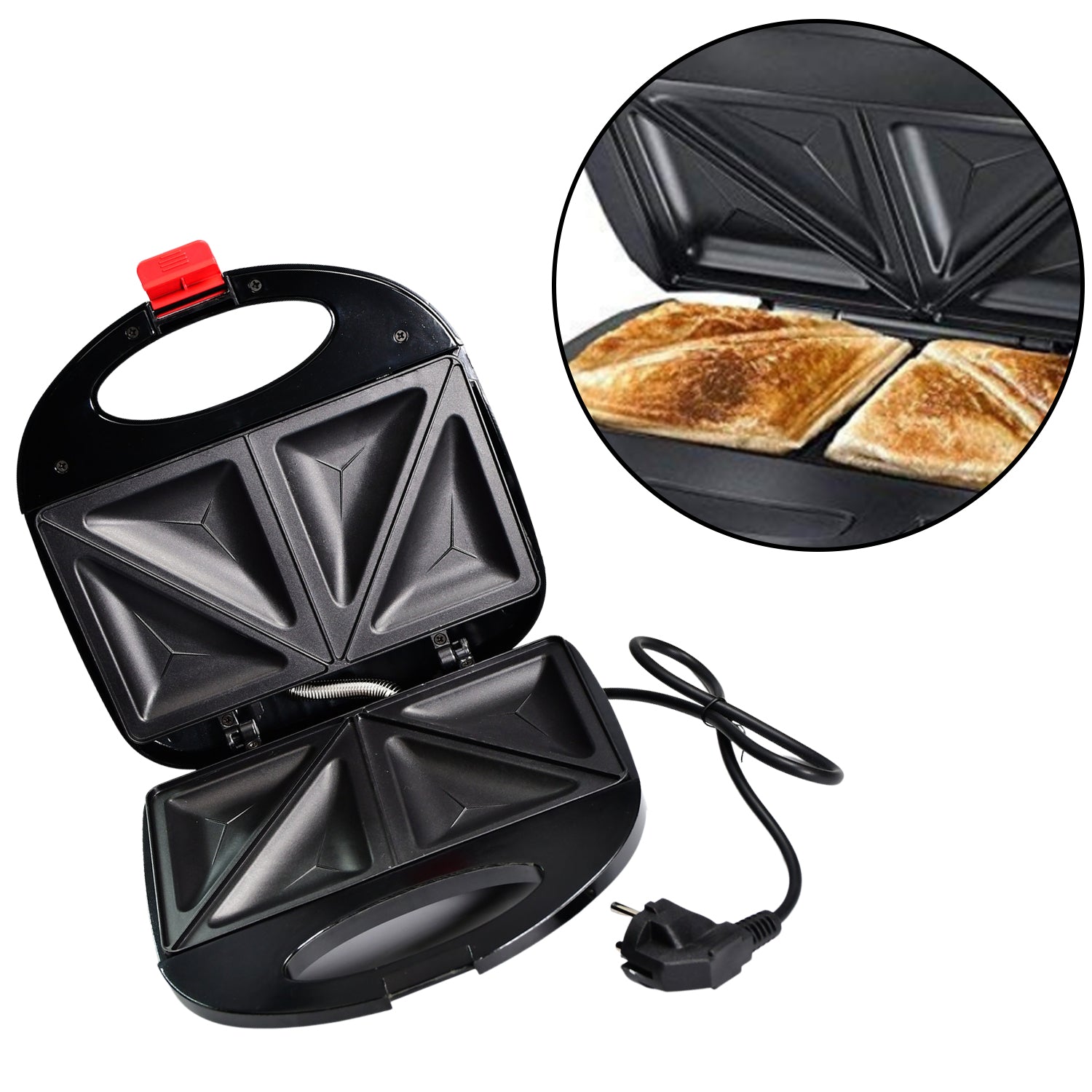 2819 Sandwich Maker Makes Sandwich Non-Stick Plates| Easy to Use with Indicator Lights DeoDap