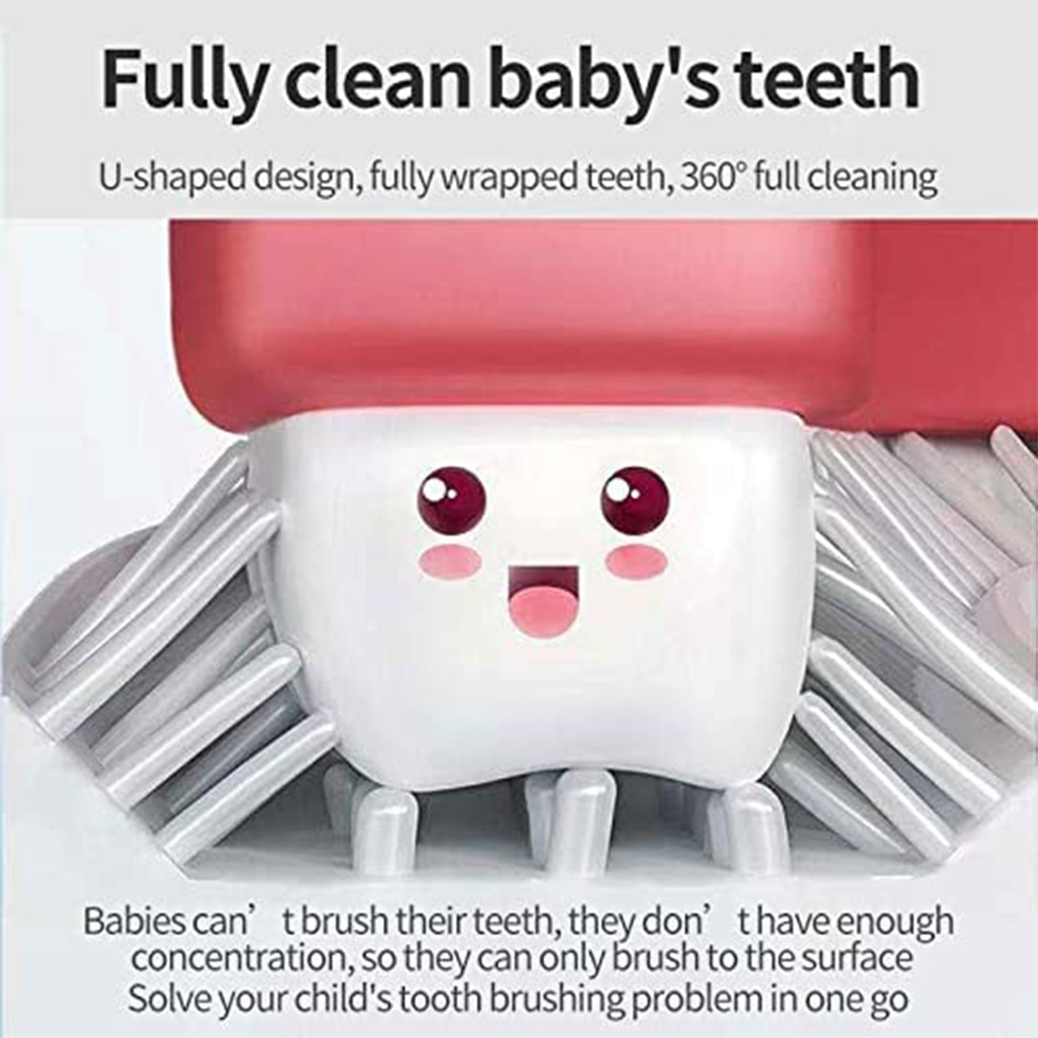 4002 U Shaped Toothbrush for Kids, 2-6 Years Kids Baby Infant Toothbrush, Food Grade Ultra Soft Silicone Brush Head DeoDap