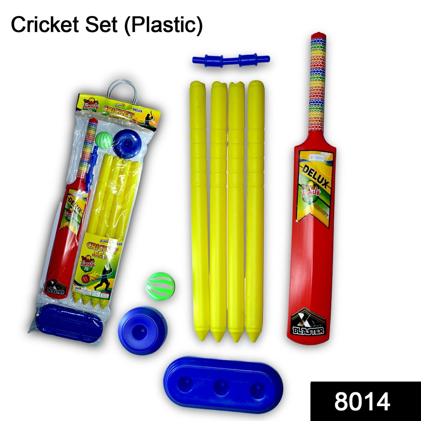 8014 Plastic Cricket Set with Stump,Ball and Bat Kit DeoDap