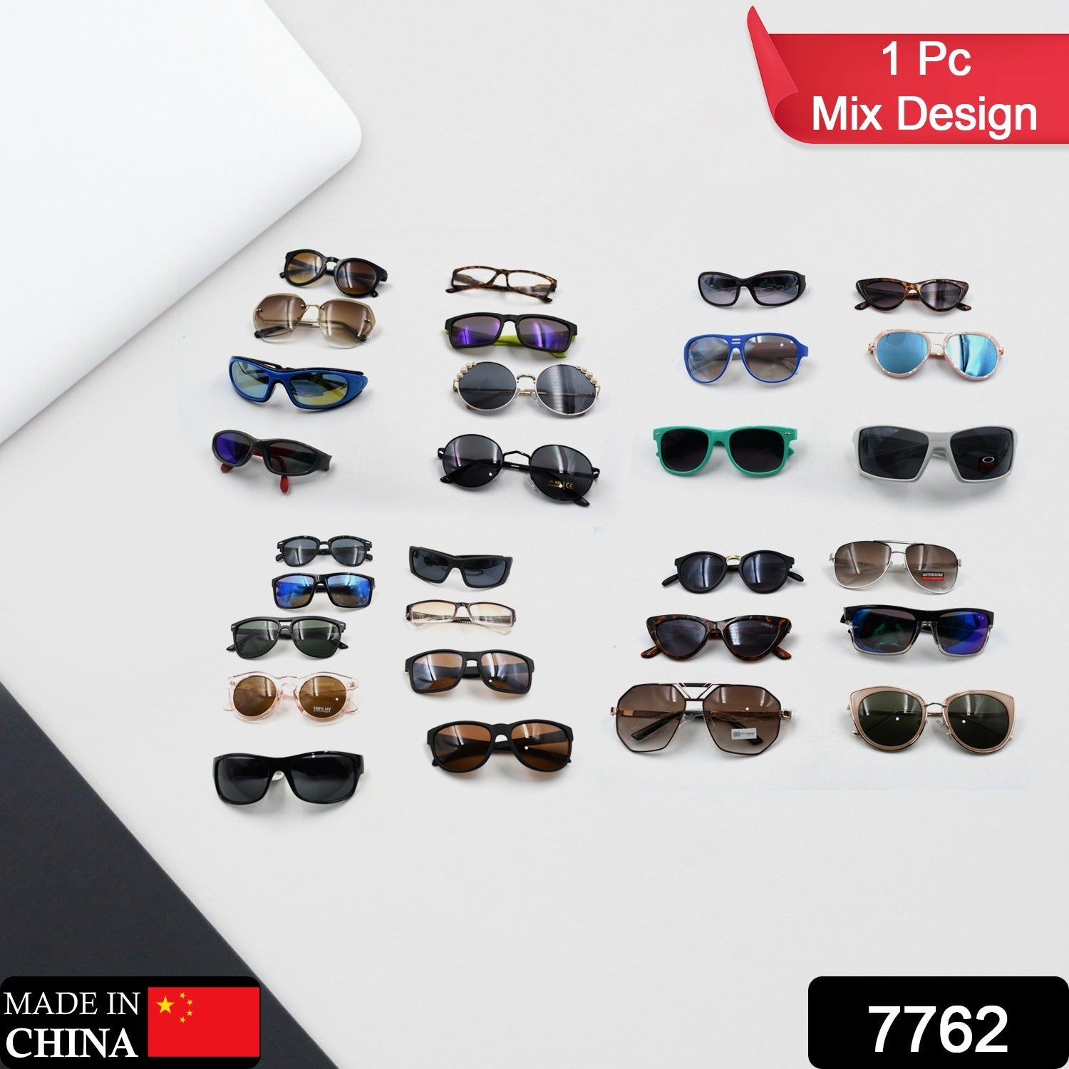 7762 Mix Design & Color Sunglasses for Men & Women UV Protection for Outdoor Fishing Driving or Multi-Purpose Sunglasses (1pc)