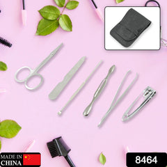 8464 6In1 Nail Clipper Kit Fingernail Clipper, Manicure Set, Stainless Steel Nail Cutter Set ,Manicure Tool, Nail Clippers Care Tools with Lightweight and Beautiful Travel Leather Case (6 Pc Set)