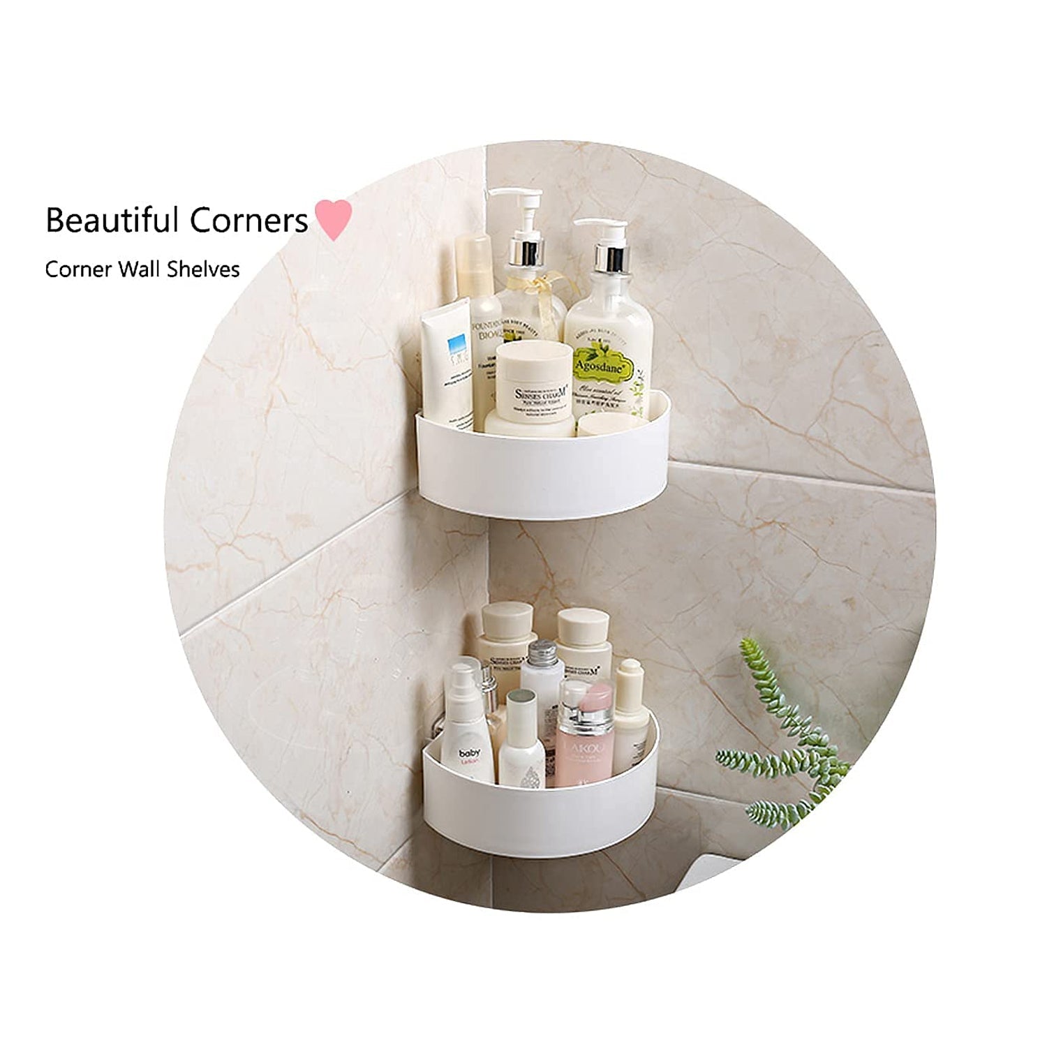 4033 Corner Shelf Bathroom Kitchen Rack Self Adhesive Shower Caddy Plastic Triangle Wall Mount Storage Basket DeoDap
