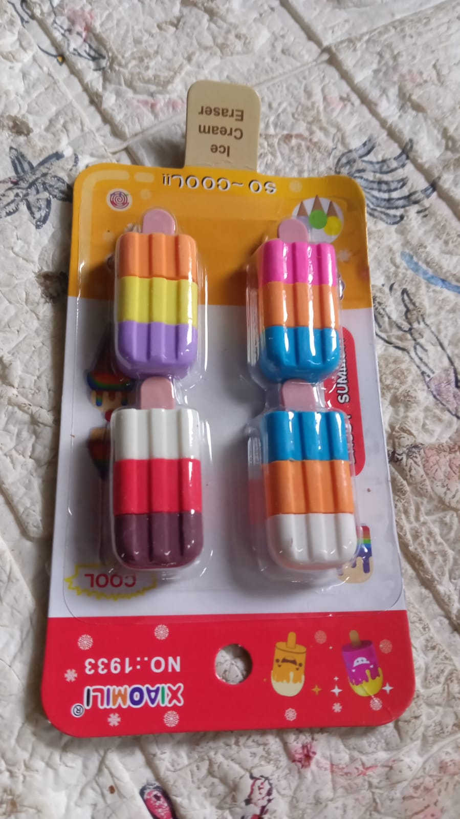 4349 Ice cream Shape Eraser for Girls & Boys 3D Eraser for School B'Day Return Gift Ice Cream Theme Shape Erasers Pencils Set for Kids Educational Stationary kit, School Supplies (1 Set 4 Pc)