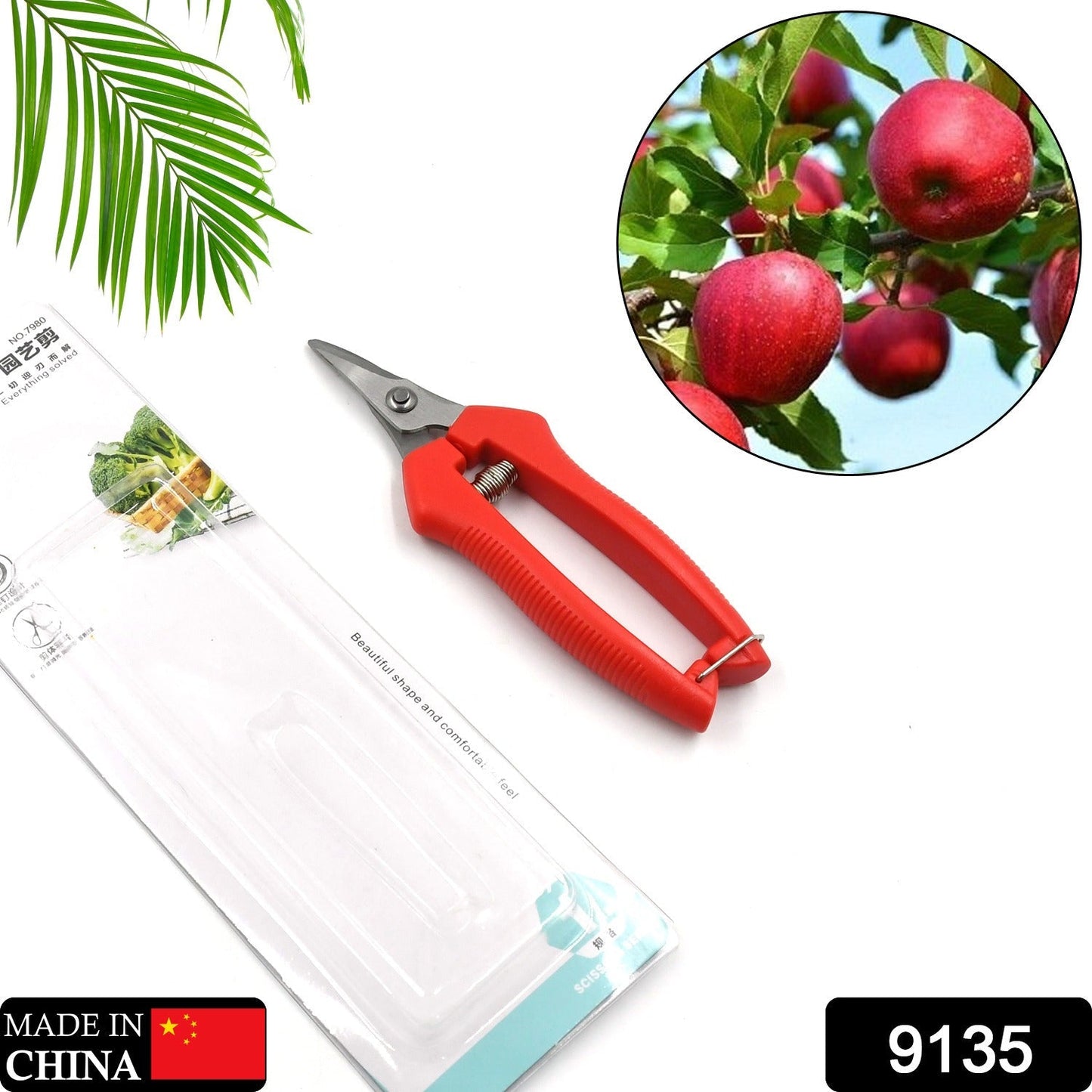9135 Heavy Duty Stainless Steel Cutter, Non‑slip Trimming Scissors Durable Not Easy To Wear for Gardening Pruning Of Fruit Trees Flowers and Plants