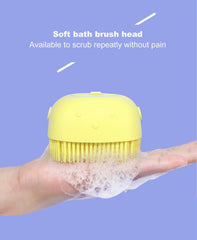 1348 Silicone Massage Bath Body Brush Soft Bristle With Shampoo Dispenser DeoDap