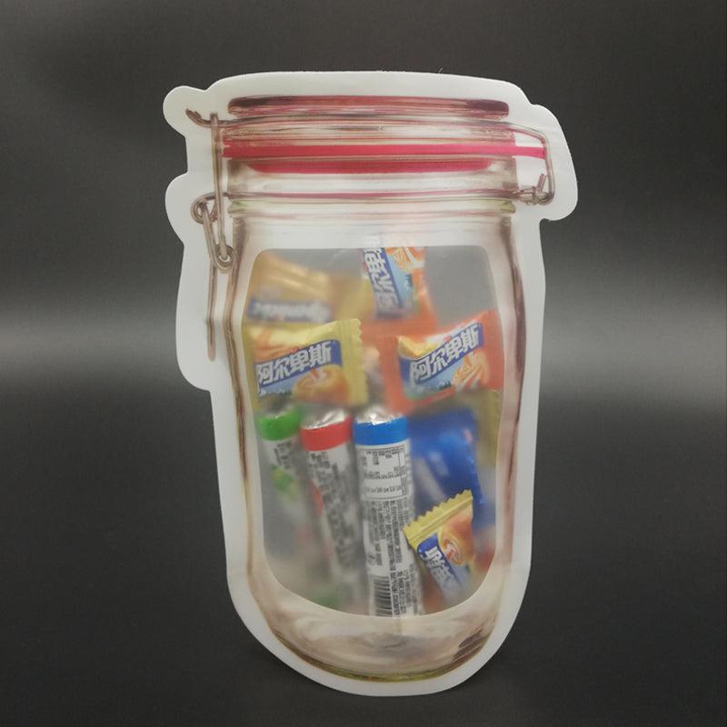1074 Reusable Airtight Seal Plastic Food Storage Mason Jar Zipper (500ml) DeoDap