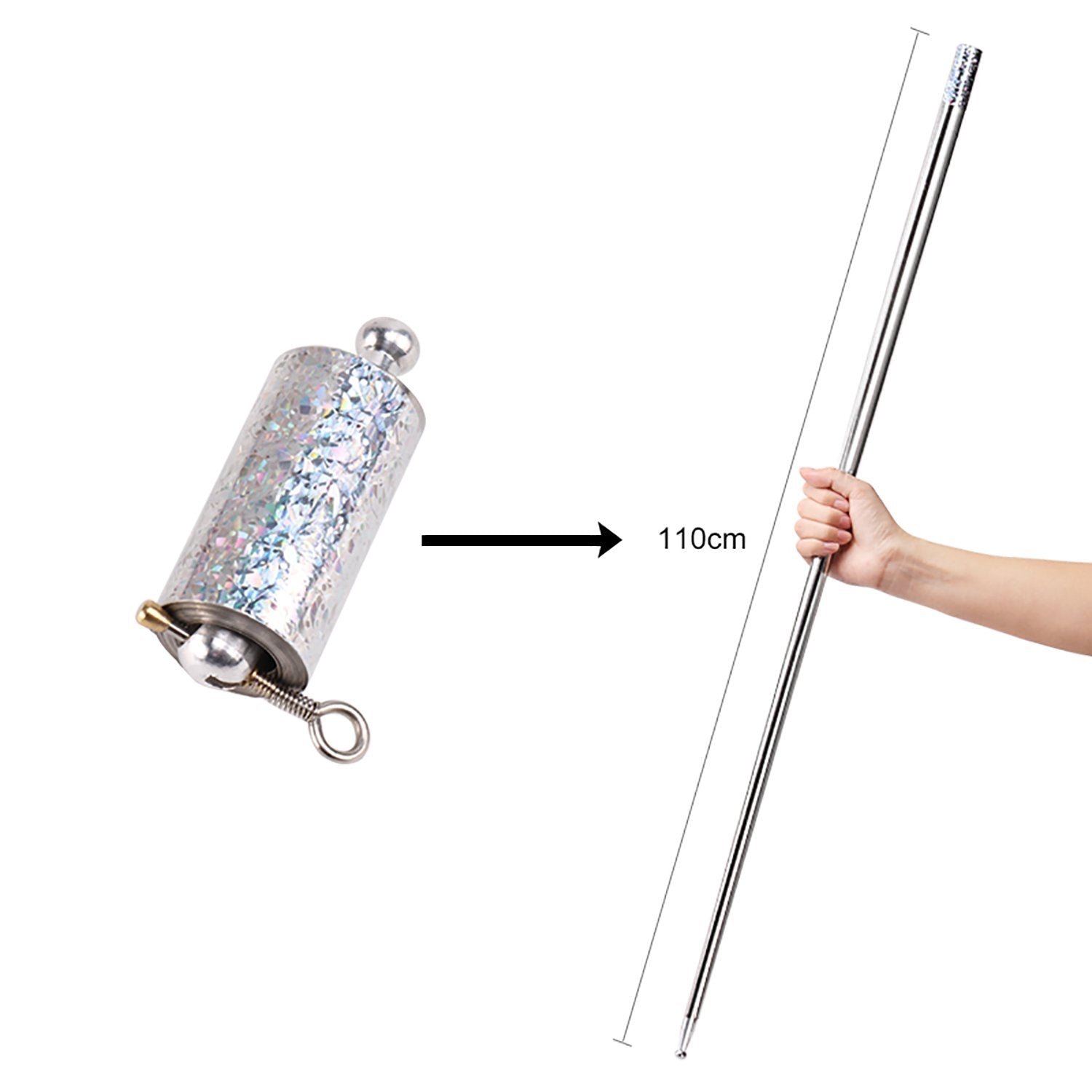 1697 Magic Toy Metal High Elasticity Steel Silver Appearing Cane Magic Toy Magic Steel DeoDap