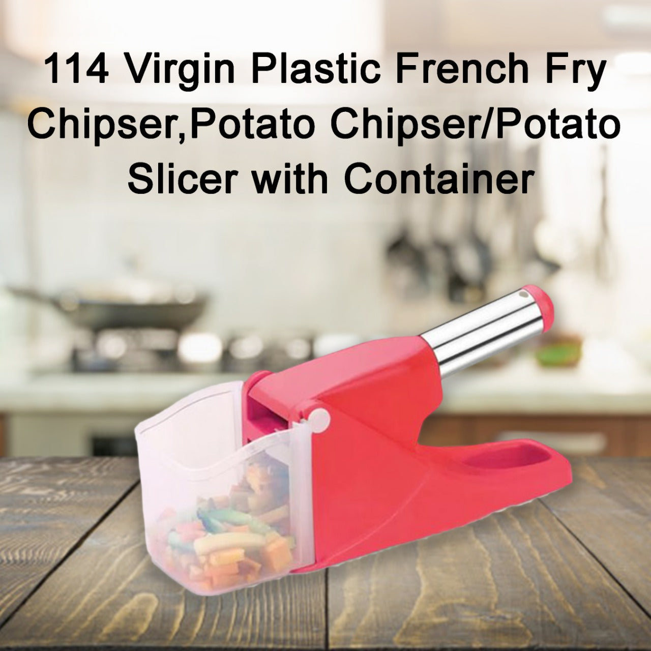 114 Virgin Plastic French Fry Chipser, Potato Chipser/Potato Slicer with Container DeoDap