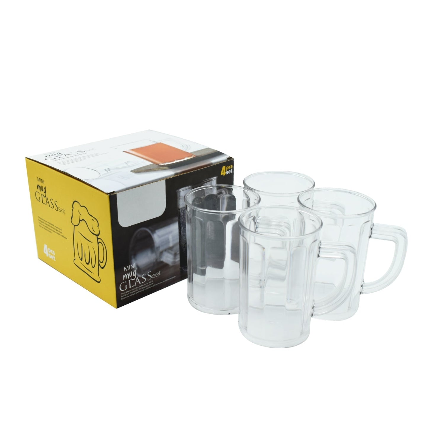2409 Unbreakable Drinking Plastic Type Glass Set, Beer Mug, Set of 4 PCs, Transparent DeoDap