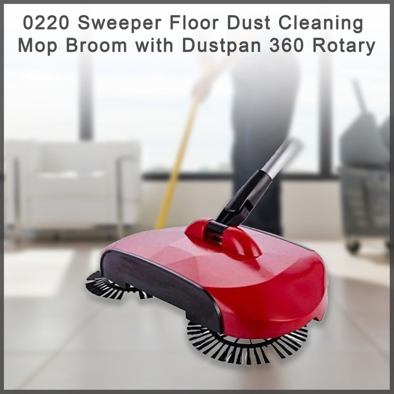 220 Sweeper Floor Dust Cleaning Mop Broom with Dustpan 360 Rotary DeoDap
